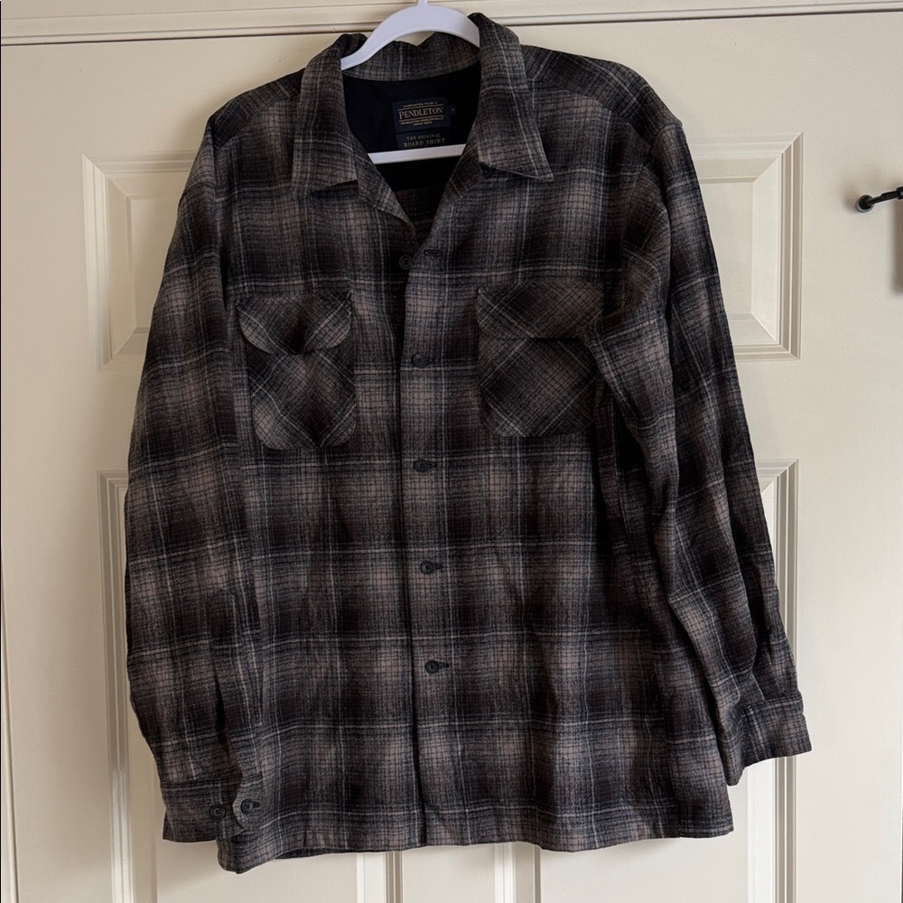 Pendleton Men's Gray Plaid Original Board Shirt